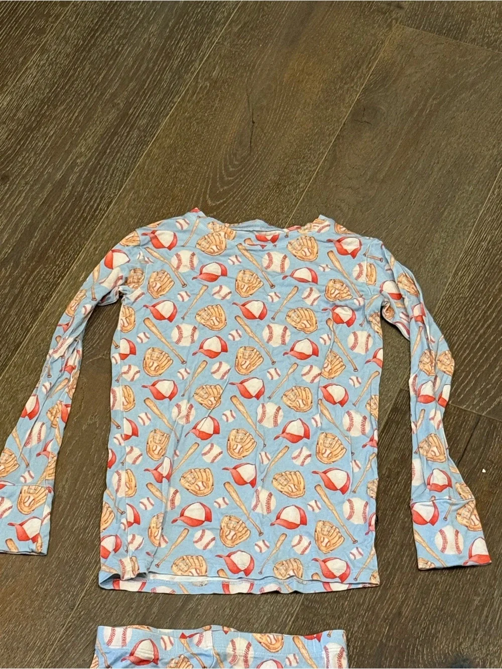 Children's Blue Baseball Print Bamboo Pajama Set